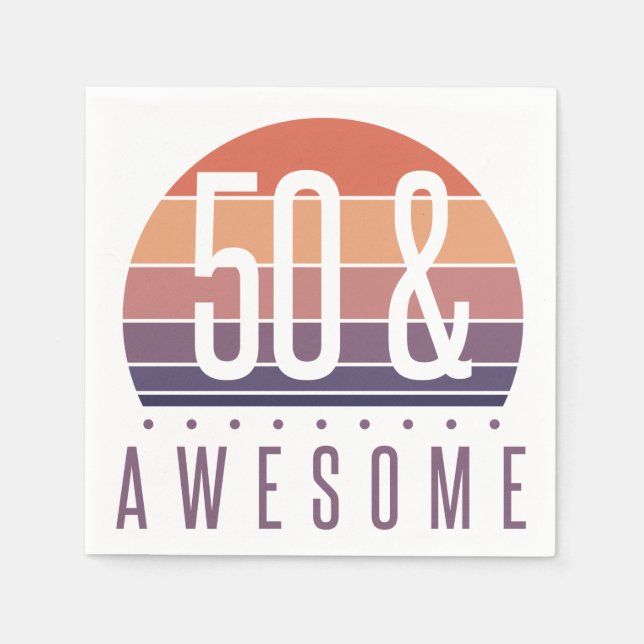 Serviette En Papier 50e anniversaire Retro Sunset (Devant)