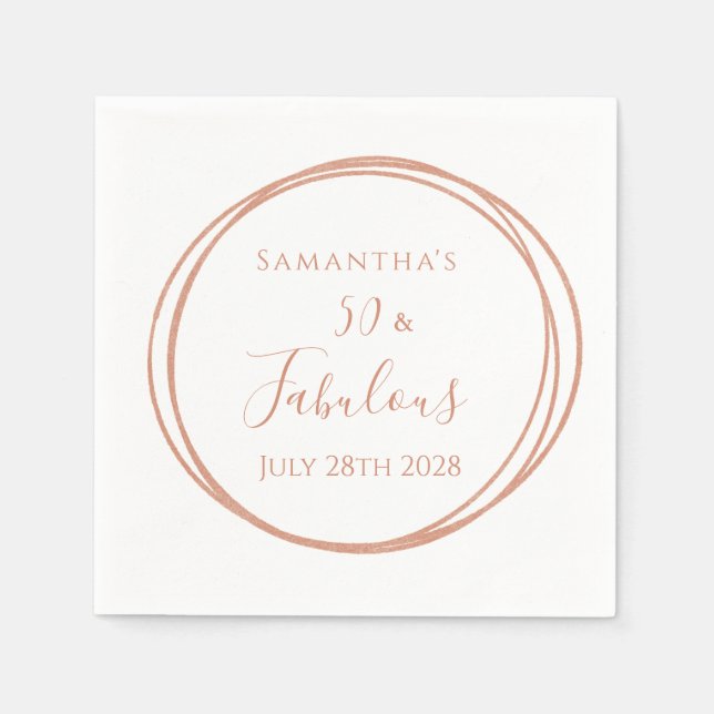 Serviette En Papier 50e anniversaire Rose Gold minimal fête d'annivers (Devant)