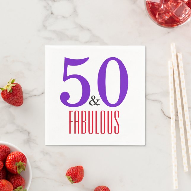 Serviette En Papier 50ème anniversaire blanc fabuleux (En situation)