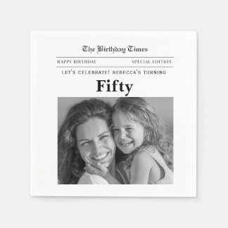 Serviette En Papier 50th Birthday Newspaper Paper Napkins