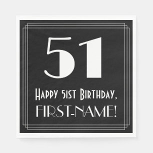 Serviette En Papier 51e anniversaire ~ Art Déco Inspiré "51", Nom