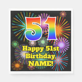 Serviette En Papier 51e anniversaire : Fun Motif Fireworks + Rainbow 5