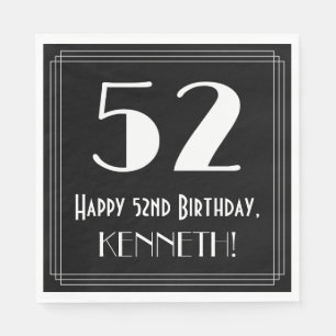 Serviette En Papier 52e anniversaire ~ Art Déco Inspiré Look "52", Nom