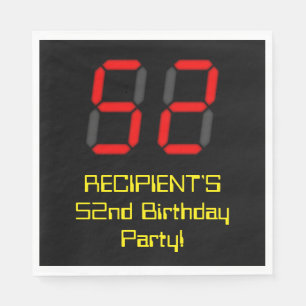 Serviette En Papier 52e anniversaire : Rouge Digital Clock Style "52" 