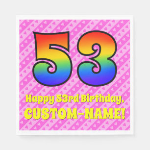 Serviette En Papier 53e anniversaire : Pink Stripes & Hearts, Arc en c