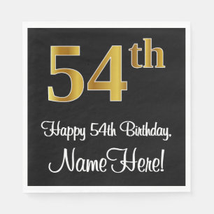Serviette En Papier 54e anniversaire ~ Elégant Luxueux Faux Gold Look 