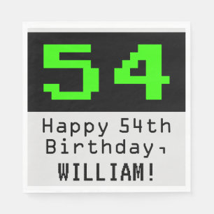 Serviette En Papier 54e anniversaire - Nerdy / Geeky Style "54" & Nom