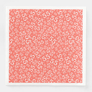 Serviette En Papier 55e âge nombre aléatoire Motif corail/blanc