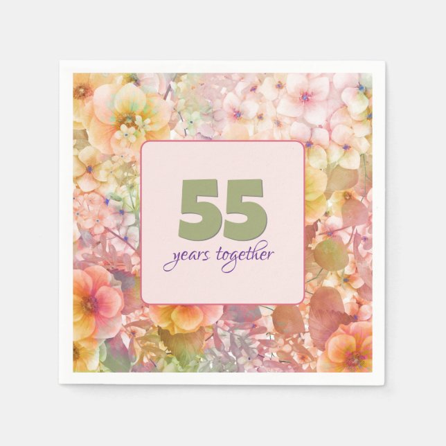 Serviette En Papier 55e anniversaire Cosmos Floral Design (Devant)