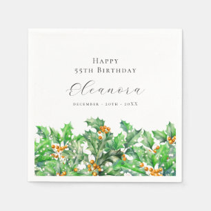 Serviette En Papier 55e anniversaire Décembre Fleur de naissance Holly