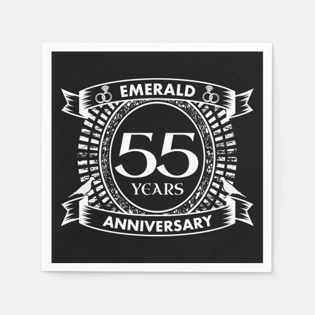 Serviette En Papier 55e anniversaire du mariage émeraude crête (Devant)