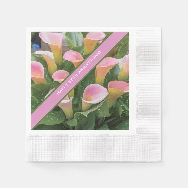 Serviette En Papier 55e anniversaire du Mariage Pink Calla Lily (Devant)