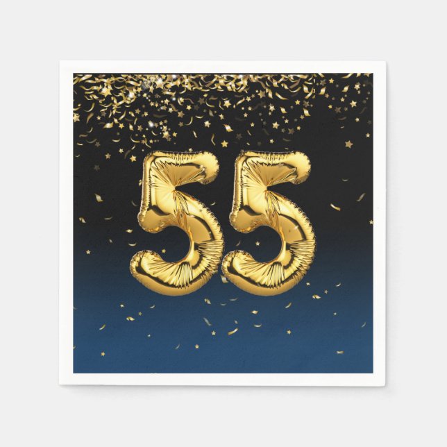 Serviette En Papier 55e Ballons d'or et serviettes Confetti (Devant)