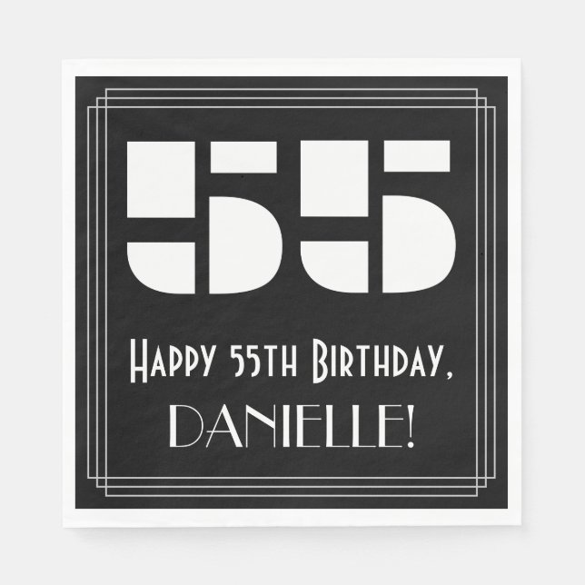 Serviette En Papier 55ème anniversaire : Art Déco Inspiré Look "55" +  (Devant)