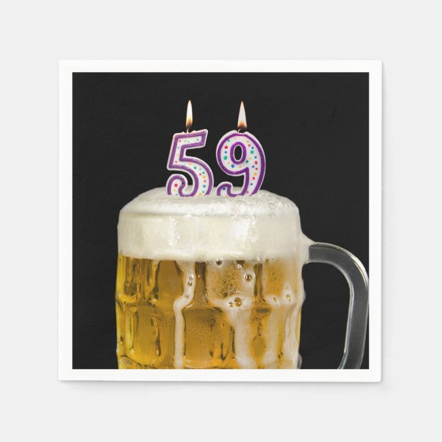 Serviette En Papier 59e Anniversaire Bière en noir (Devant)
