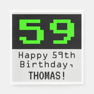 Serviette En Papier 59e anniversaire - Nerdy / Geeky Style "59" & Nom
