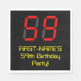 Serviette En Papier 59e anniversaire : Rouge Digital Clock Style "59" 