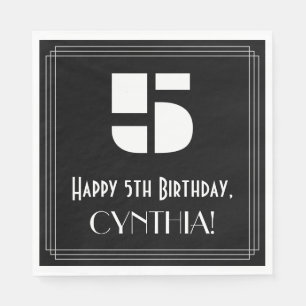 Serviette En Papier 5e anniversaire : Art Déco Inspiré Look "5" + Nom