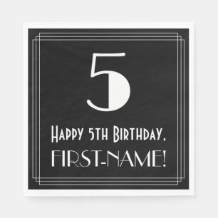 Serviette En Papier 5e anniversaire ~ Art Déco Inspiré Look "5", Nom