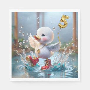 Serviette En Papier 5e anniversaire Duck Dancing In the Rain Puddle