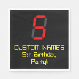 Serviette En Papier 5ème anniversaire : Rouge Digital Horloge Style "5