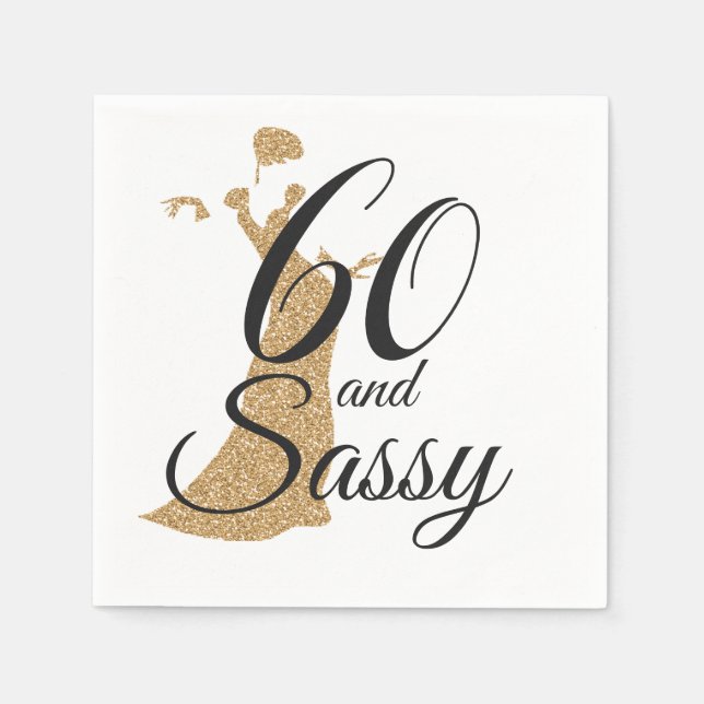 Serviette En Papier 60 et fête d'anniversaire de Sassy (Devant)