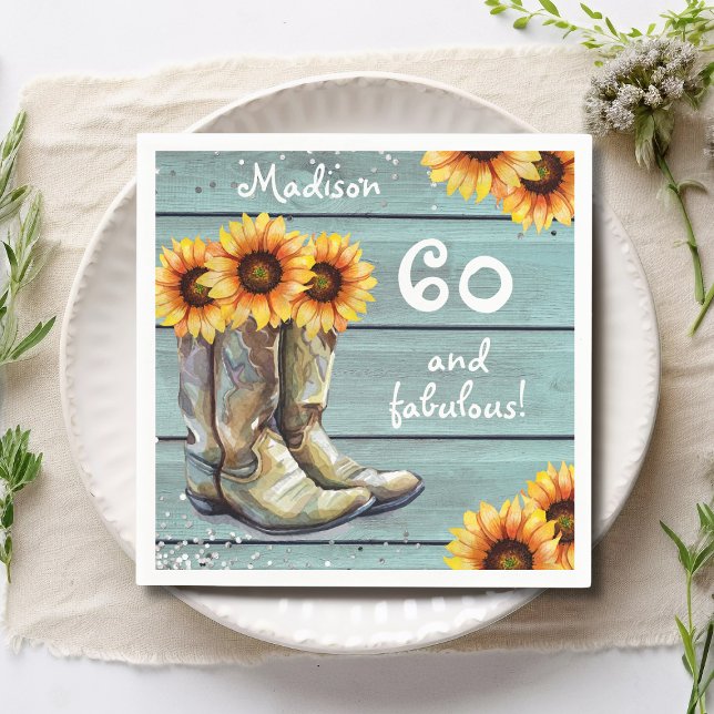 Serviette En Papier 60 Fabuleux bottes de tournesol rustique de pays p (Créateur téléchargé)