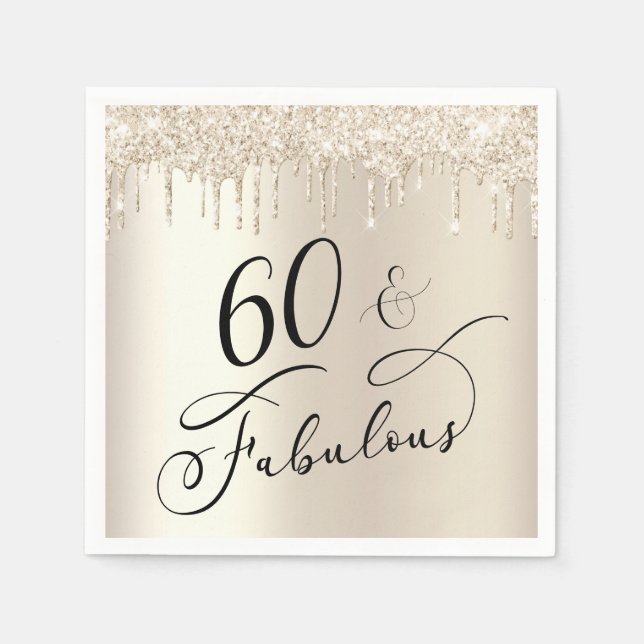 Serviette En Papier 60 Fabuleux Gold Parties scintillant fête d'annive (Devant)