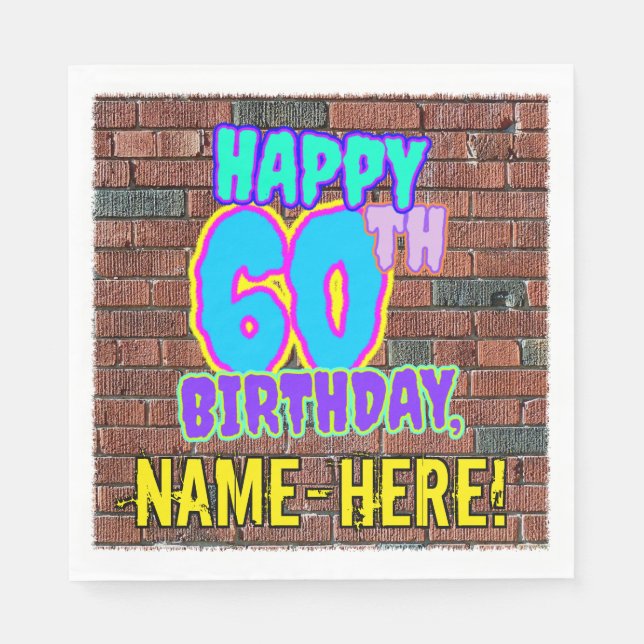 Serviette En Papier 60e anniversaire ~ Amusant, Graffiti urbain inspir (Devant)