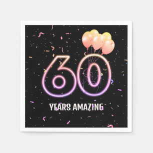 Serviette En Papier 60e anniversaire Balloons et Confetti