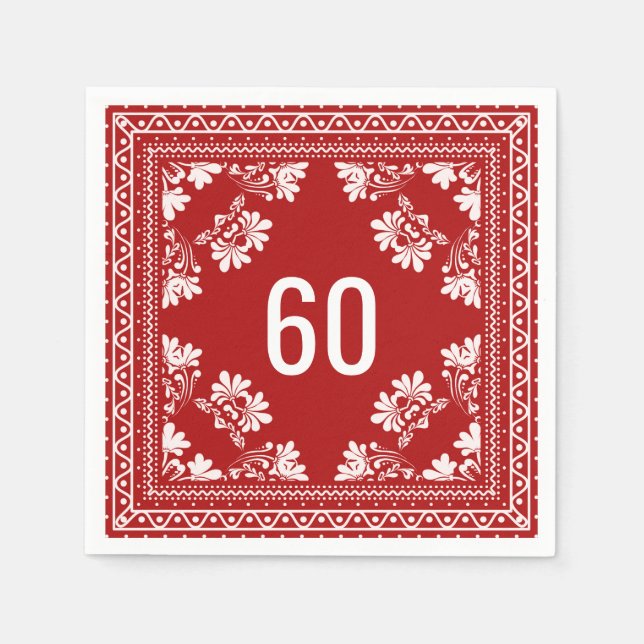 Serviette En Papier 60e anniversaire Bandana rouge (Devant)