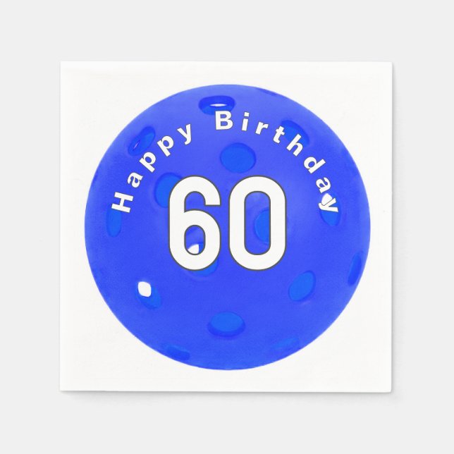 Serviette En Papier 60e anniversaire Blue Pickleball (Devant)