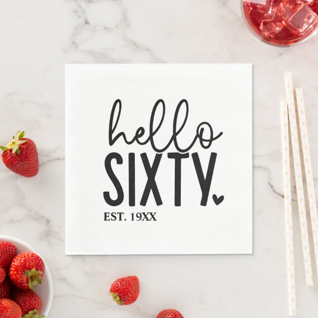 Serviette En Papier 60e anniversaire Bonjour Soixante (En situation)