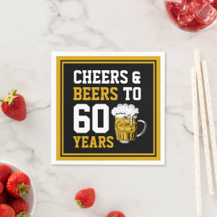 Serviette En Papier 60e anniversaire Cheers & Bières à 60 ans