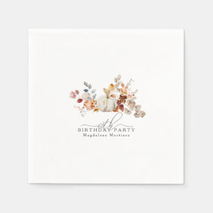 Serviette En Papier 60e anniversaire Citrouille blanc fleurs d'automne