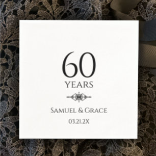 Serviette En Papier 60e anniversaire de diamant élégant et personnalis