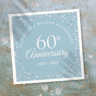 Serviette En Papier 60e anniversaire de diamant Mariage Coeurs Confett