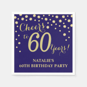 Serviette En Papier 60e Anniversaire de la Navy Blue and Gold Diamond