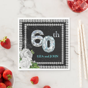 Serviette En Papier 60e anniversaire de mariage de diamant
