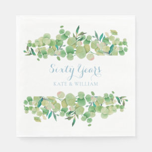 Serviette En Papier 60e Anniversaire de Mariage Eucalyptus Verdure