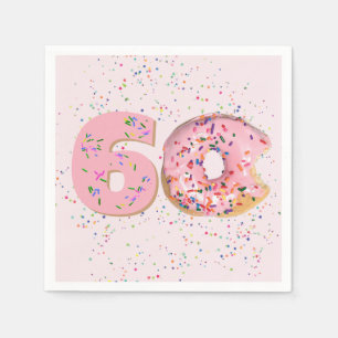 Serviette En Papier 60e anniversaire Donut rose