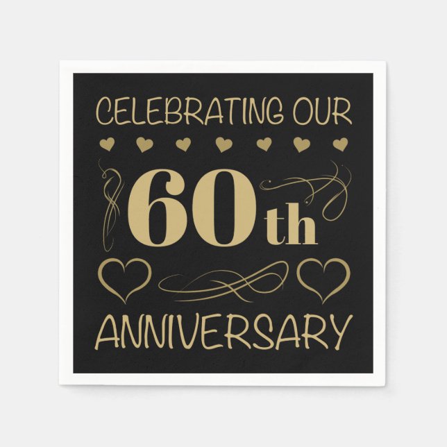 Serviette En Papier 60e anniversaire du Mariage (Devant)