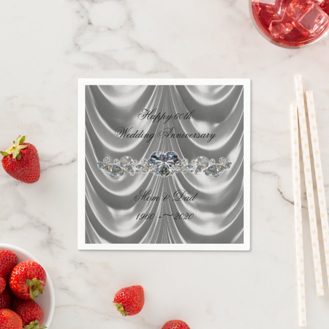 Serviette En Papier 60e anniversaire du Mariage Diamond Heart (En situation)