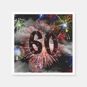 Serviette En Papier 60e anniversaire Feu d'artifice dans les nuages se