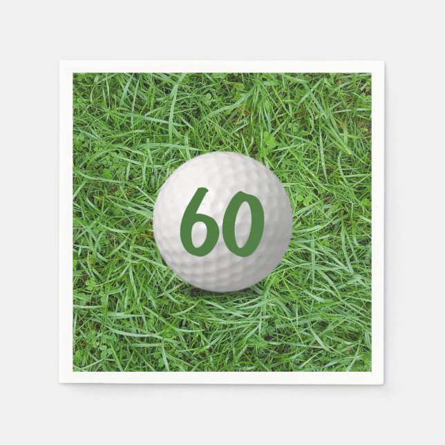 Serviette En Papier 60e anniversaire Golf Ball on Grass Napkins (Devant)