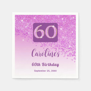 Serviette En Papier 60e anniversaire Pretty Pink Parties scintillant s