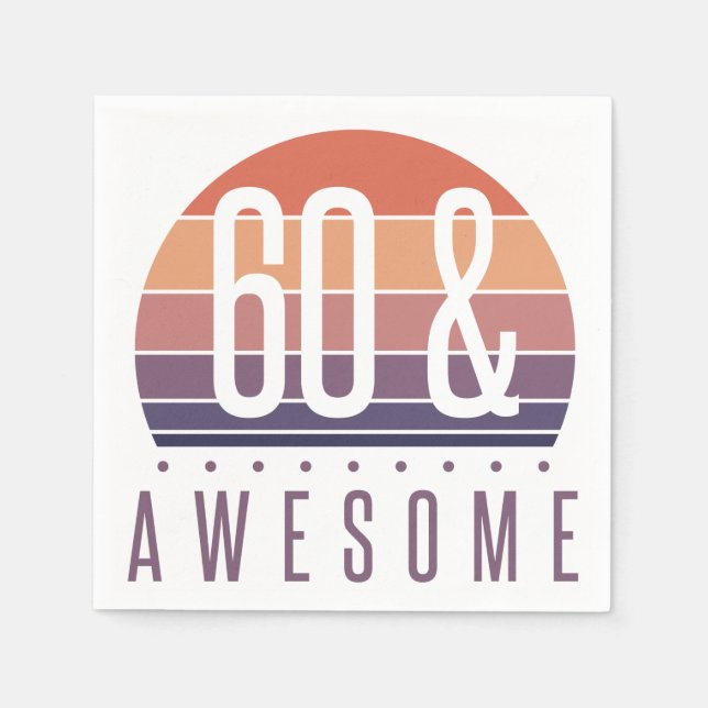 Serviette En Papier 60e anniversaire Retro Sunset (Devant)