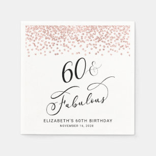 Serviette En Papier 60e anniversaire Rose Parties scintillant d'or