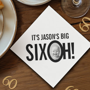 Serviette En Papier 60e anniversaire SIX OH! photo mono noir blanc