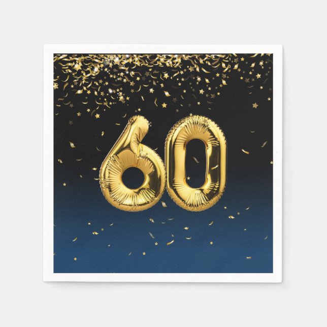 Serviette En Papier 60e Ballons d'or et serviettes Confetti (Devant)